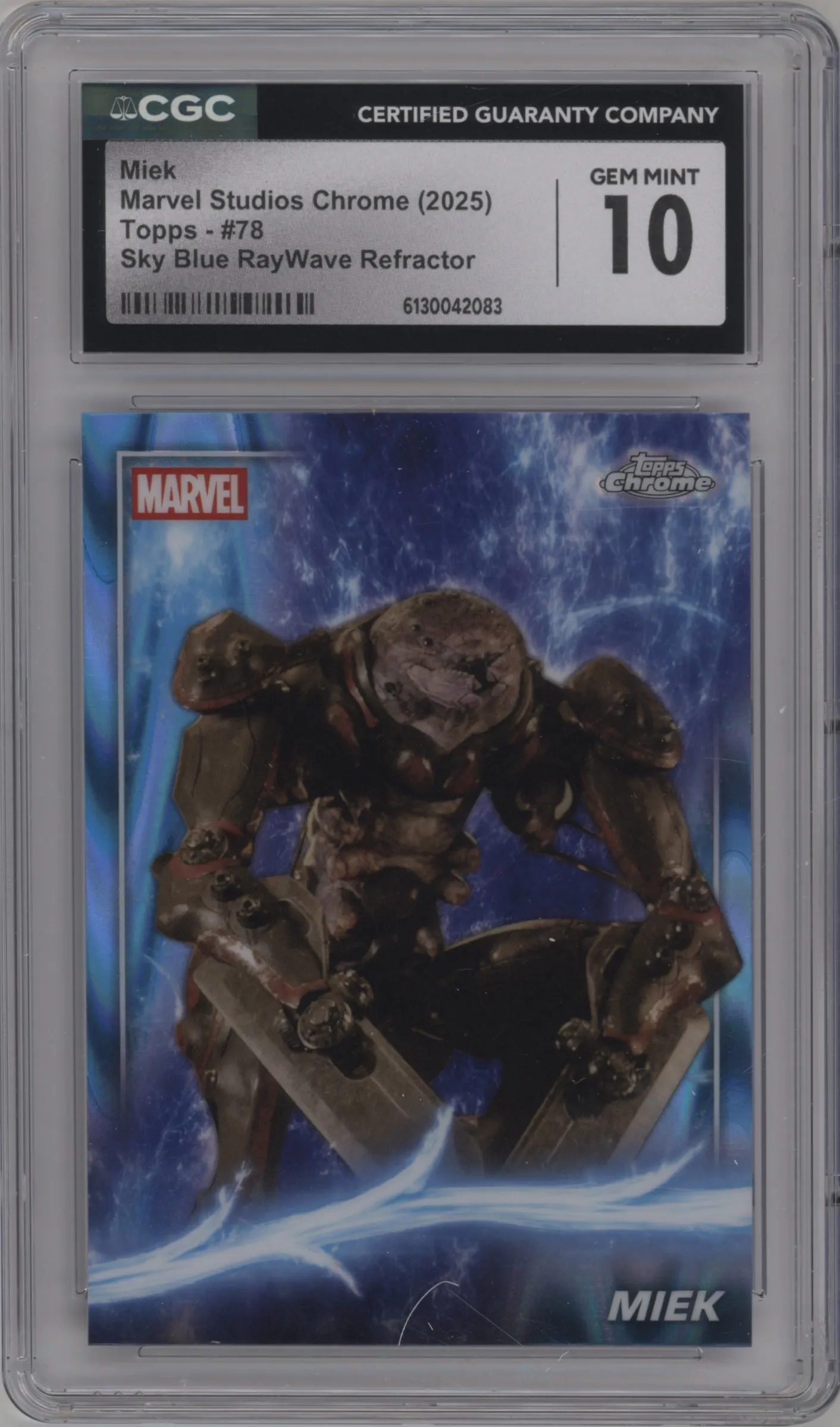 2025 Topps Chrome Marvel Studios Miek Sky Blue RayWave Refractor CGC 10