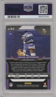 Justin Jefferson from the 2020 Panini Chronicles set graded by PSA and given an overall grade of 9.