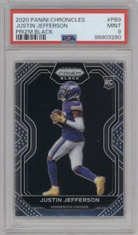 Justin Jefferson from the 2020 Panini Chronicles set graded by PSA and given an overall grade of 9.