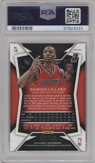 Damian Lillard from the 2014-15 Panini Select set featuring a Blue Prizm parallel graded by PSA and given an overall grade of 10.