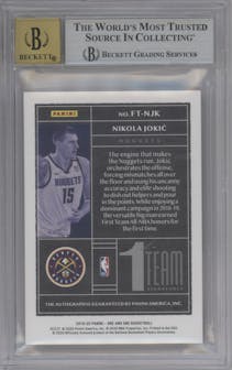 Nikola Jokic from the 2019-20 Panini One and One set featuring a Blue parallel graded by Beckett and given an overall grade of 9.