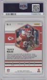 Travis Kelce from the 2021 Panini Mosaic set featuring a Honeycomb parallel graded by PSA and given an overall grade of 10.