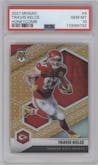 Travis Kelce from the 2021 Panini Mosaic set featuring a Honeycomb parallel graded by PSA and given an overall grade of 10.
