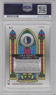 Luka Doncic from the 2019-20 Panini Mosaic  set graded by PSA and given an overall grade of 10.
