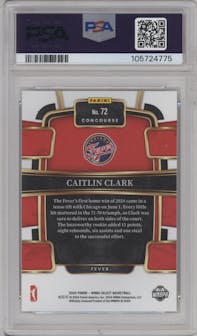 Caitlin Clark from the 2024 Panini Select WNBA set graded by PSA and given an overall grade of 10.