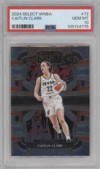 Caitlin Clark from the 2024 Panini Select WNBA set graded by PSA and given an overall grade of 10.