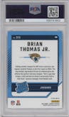 Brian Thomas Jr. from the 2024 Donruss set featuring a Red Pandora parallel graded by PSA and given an overall grade of 10.