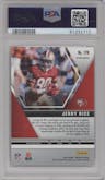 Jerry Rice from the 2020 Panini Mosaic set featuring a Mosaic parallel graded by PSA and given an overall grade of 10.