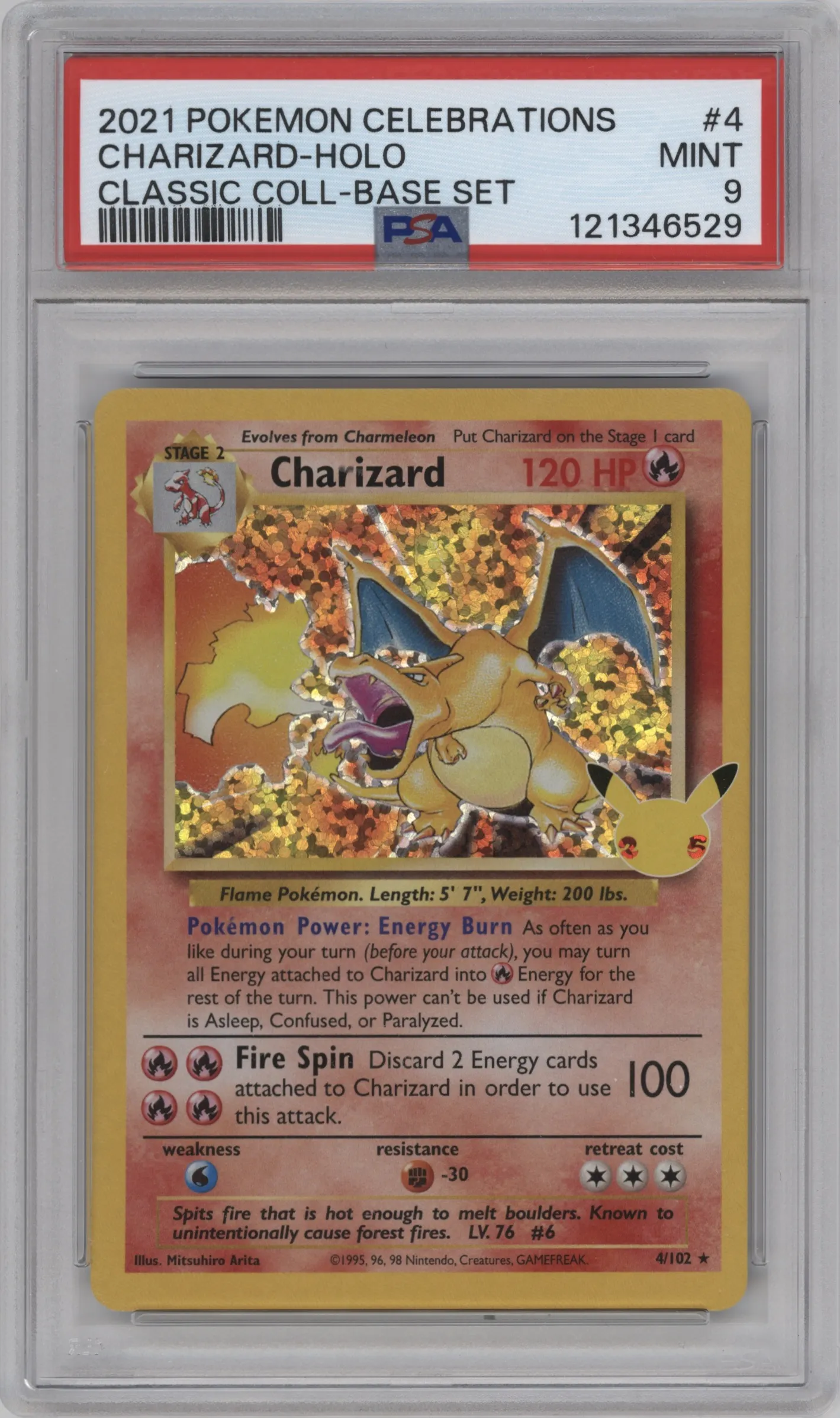 2021 Pokemon SWSH Celebrations CC Charizard Base Set #4 PSA 9