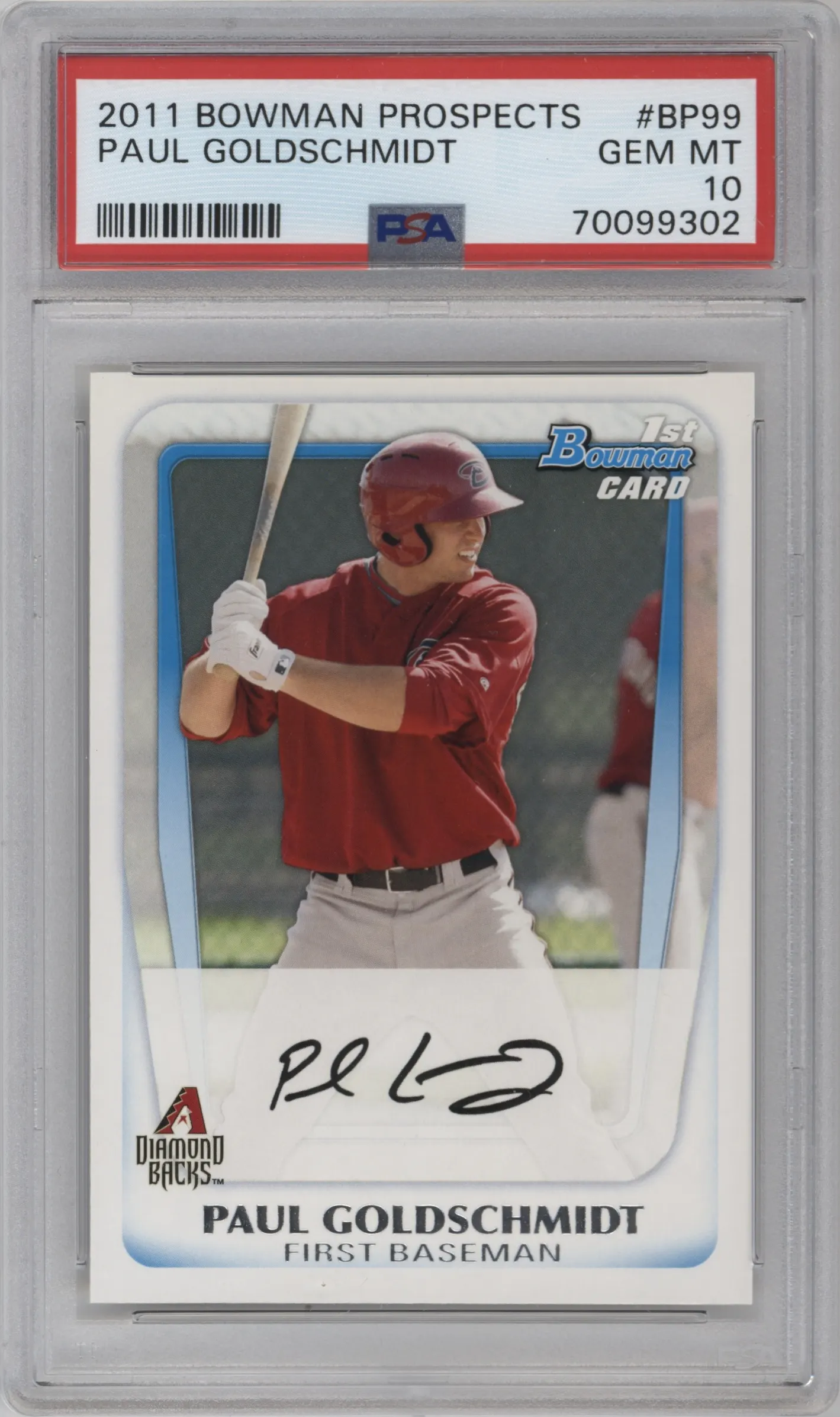 2011 Bowman Prospects Paul Goldschmidt PSA 10