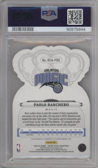 Paolo Banchero from the 2022-23 Panini Crown Royale set featuring a Blue parallel graded by PSA and given an overall grade of 10.