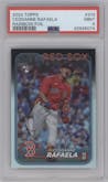 Ceddanne Rafaela from the 2024 Topps  set featuring a Rainbow Foil parallel graded by PSA and given an overall grade of 9.