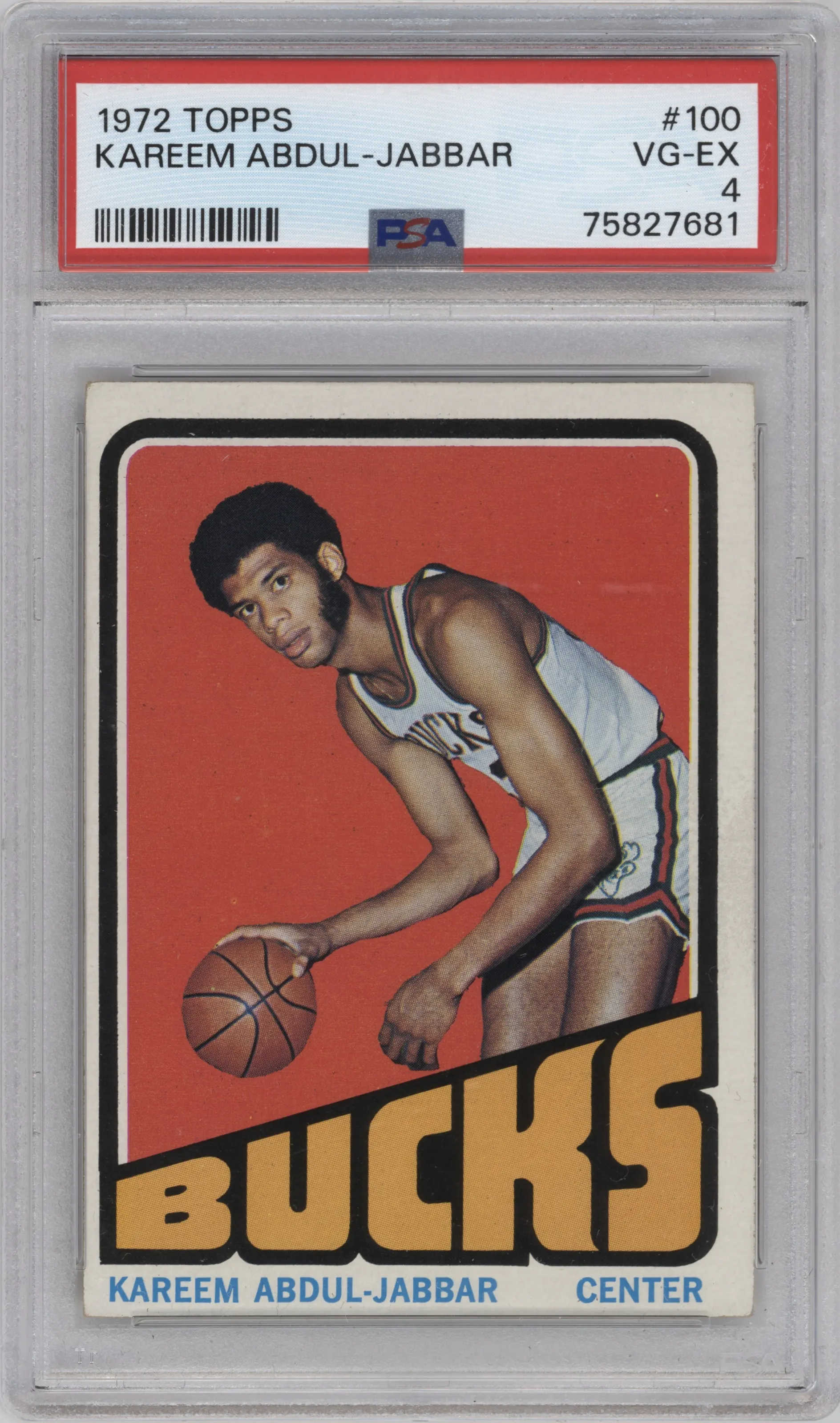 1972 Topps Basketball Kareem Abdul-Jabbar #100 PSA 4