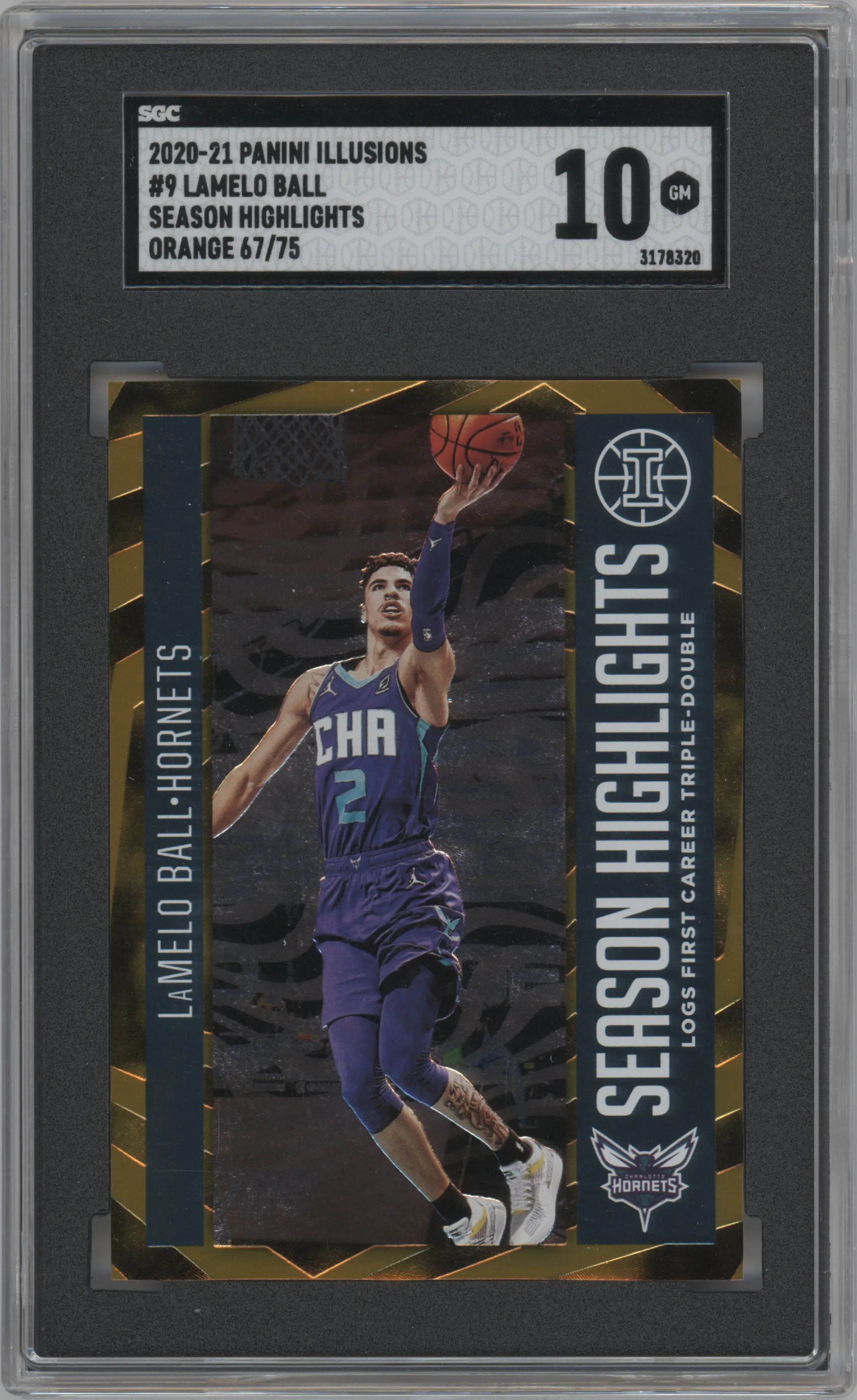 2020 Panini Illusions Season Highlights LaMelo Ball Orange SGC 10