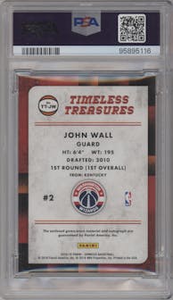 John Wall from the 2015-16 Panini Donruss Basketball set featuring a Prime parallel graded by PSA and given an overall grade of 8.