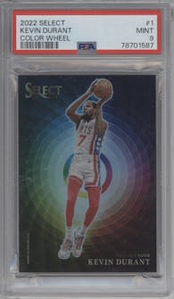 Kevin Durant from the 2022-23 Panini Select set graded by PSA and given an overall grade of 9.