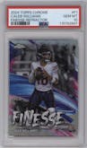 Caleb Williams from the 2024 Topps Chrome set featuring a Refractor parallel graded by PSA and given an overall grade of 10.