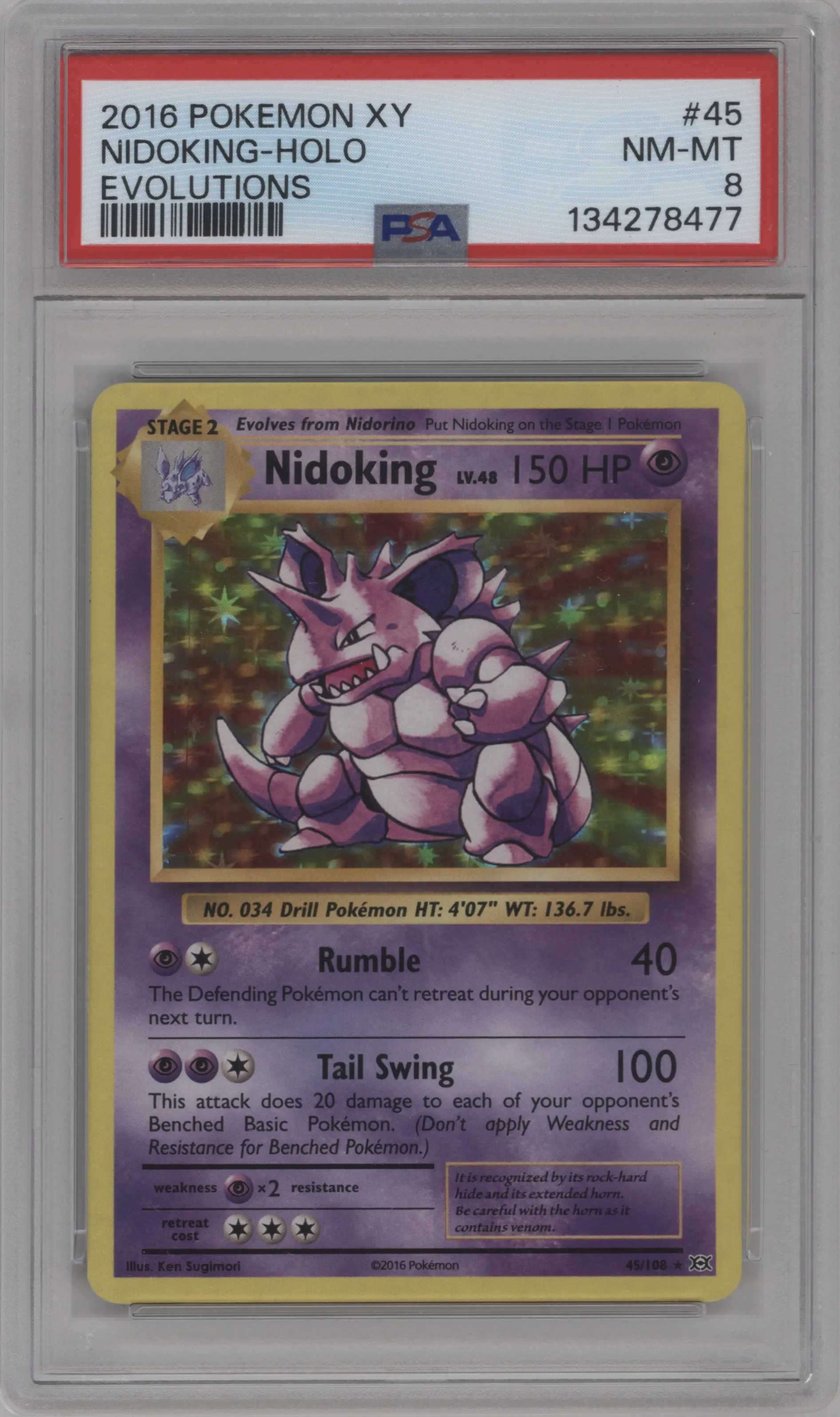 2016 Pokemon XY Evolutions Nidoking #45 PSA 8