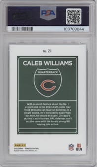 Caleb Williams from the 2024 Donruss set graded by PSA and given an overall grade of 10.