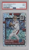 Brock Purdy from the 2022 Panini Donruss Optic set featuring a Silver Circles parallel graded by PSA and given an overall grade of 9.