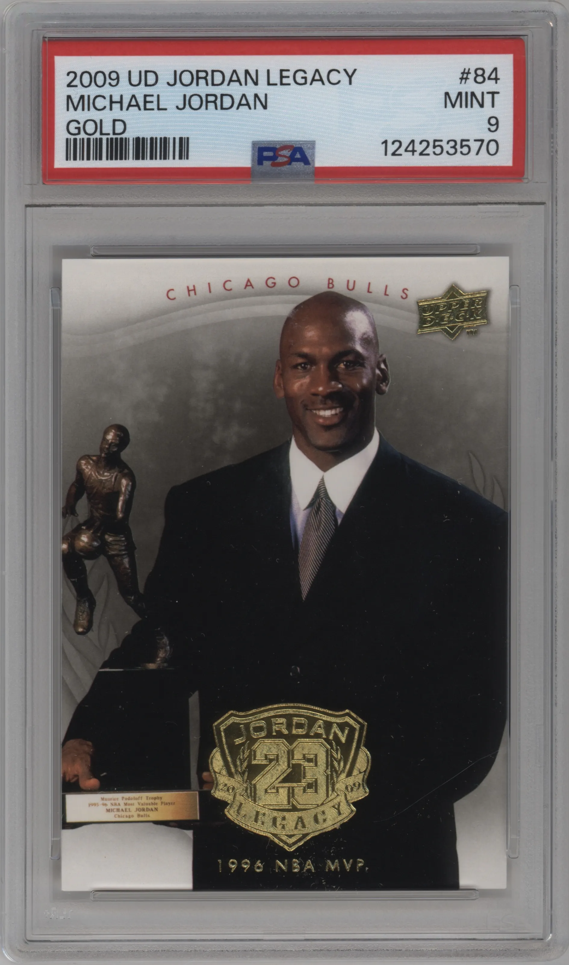2009 Upper Deck Michael Jordan Legacy Collection Hall of Fame Edition Michael Jordan Gold PSA 9