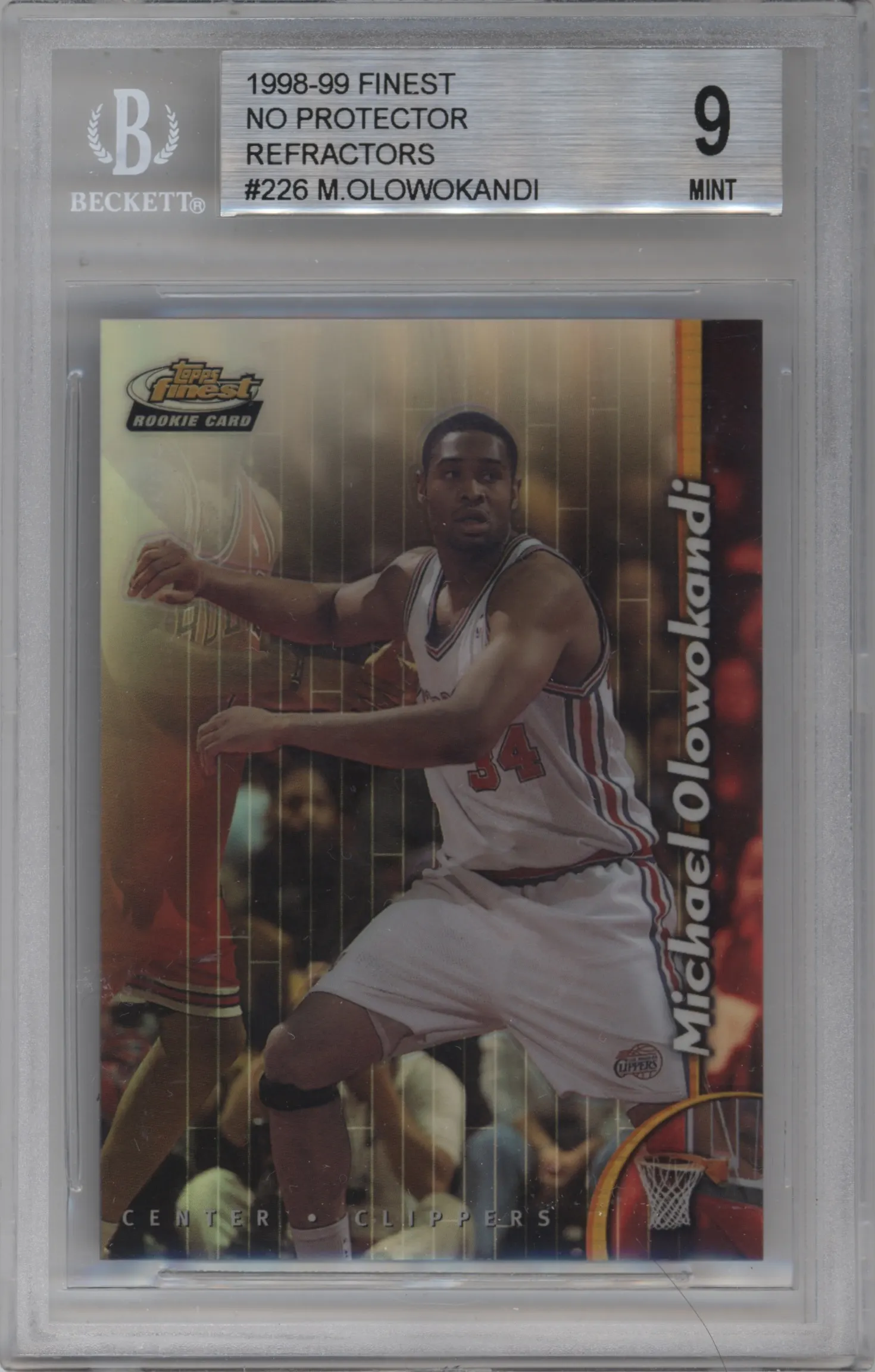 1998 Topps Finest Michael Olowokandi Non Protected Refractor #226 BGS 9
