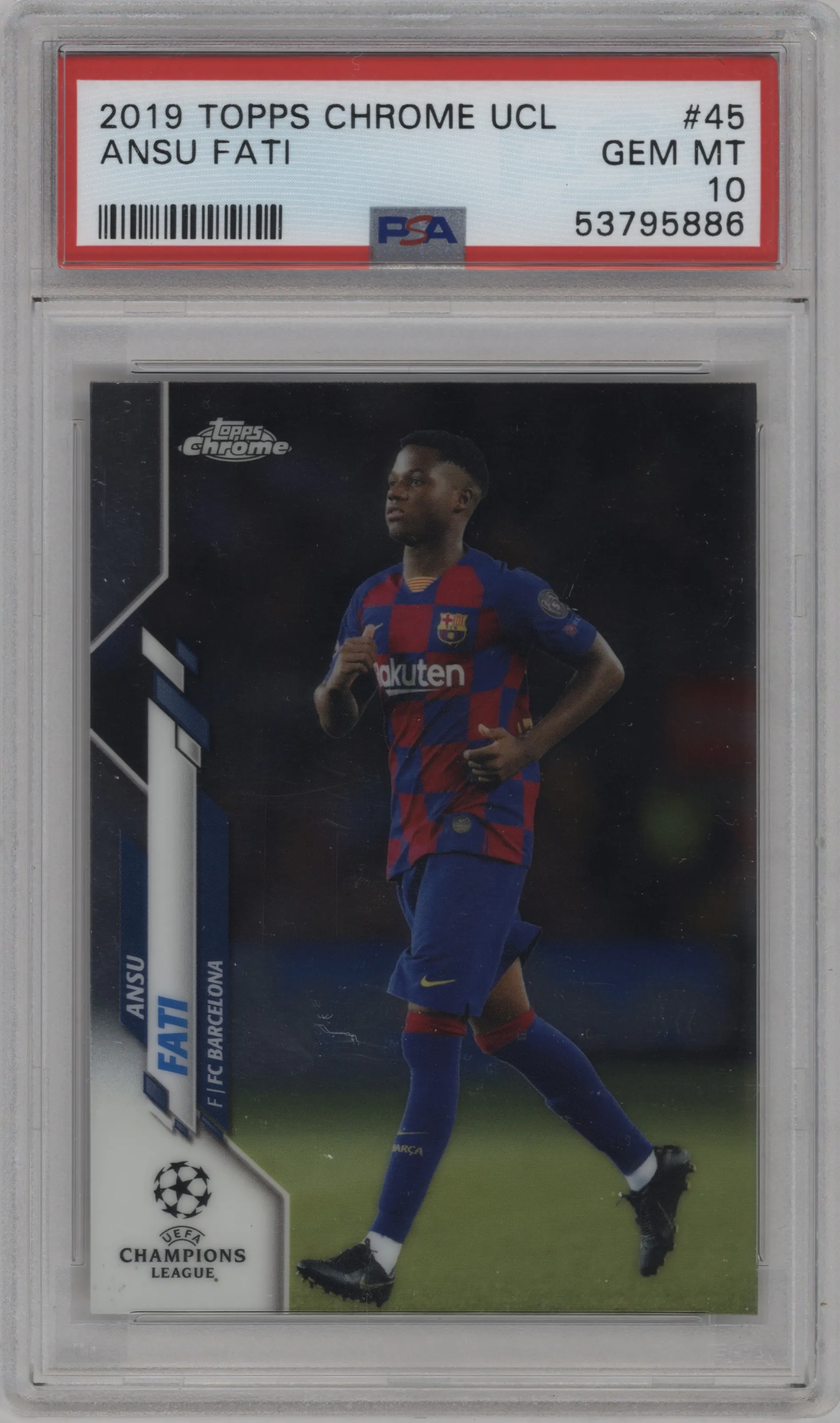 2019 Topps Chrome UEFA Champions League Ansu Fati PSA 10