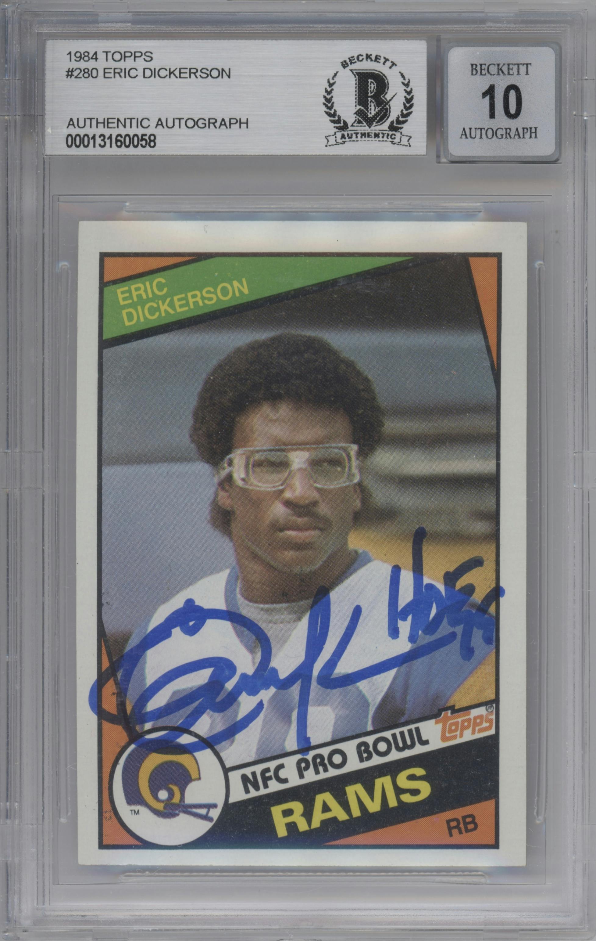 Eric Dickerson from the 1984 Topps set graded by Beckett.