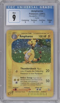 Ampharos from the 2003 Pokemon E-CARD set graded by CSG and given an overall grade of 9.