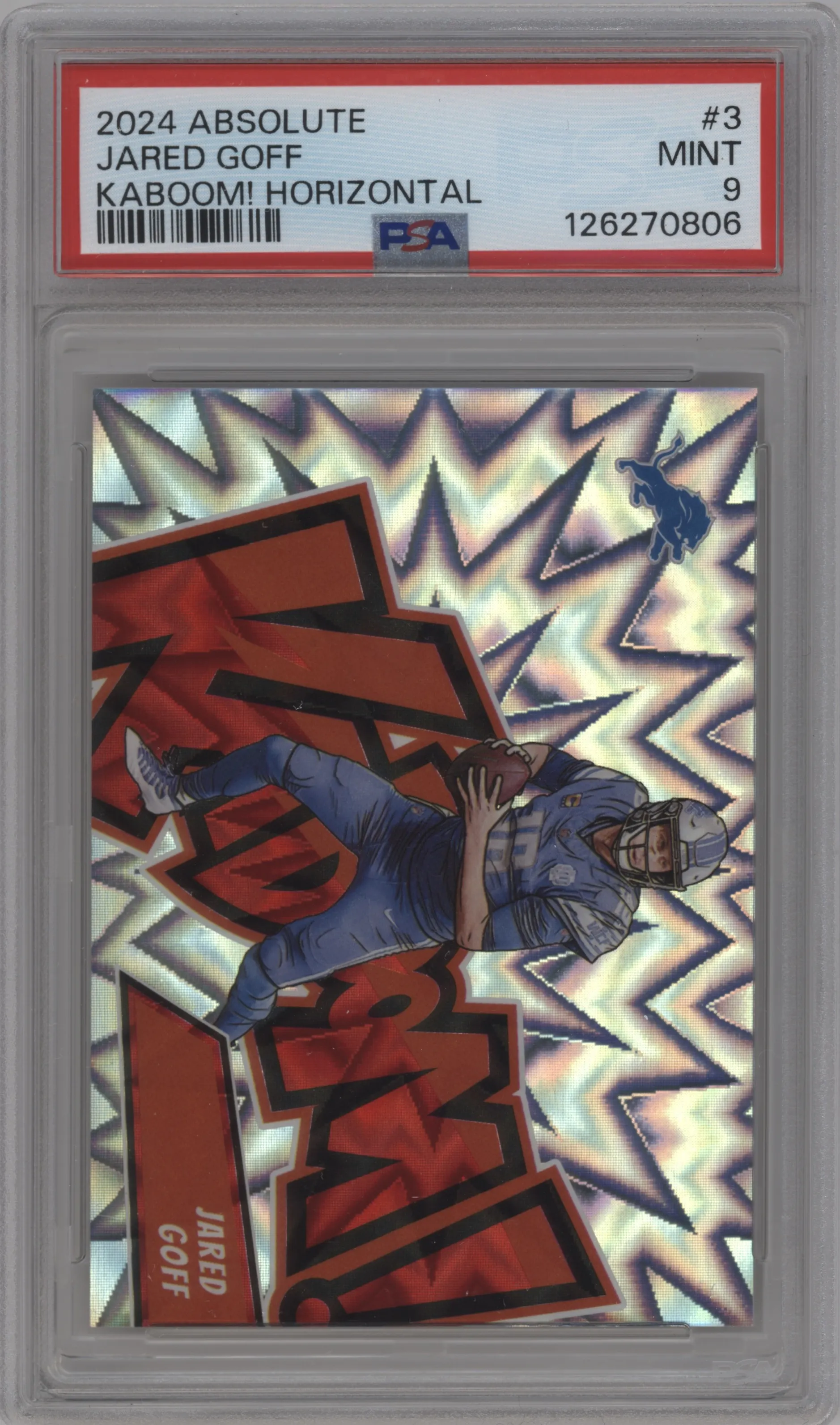 2024 Panini Absolute Kaboom Horizontal Jared Goff #3 PSA 9