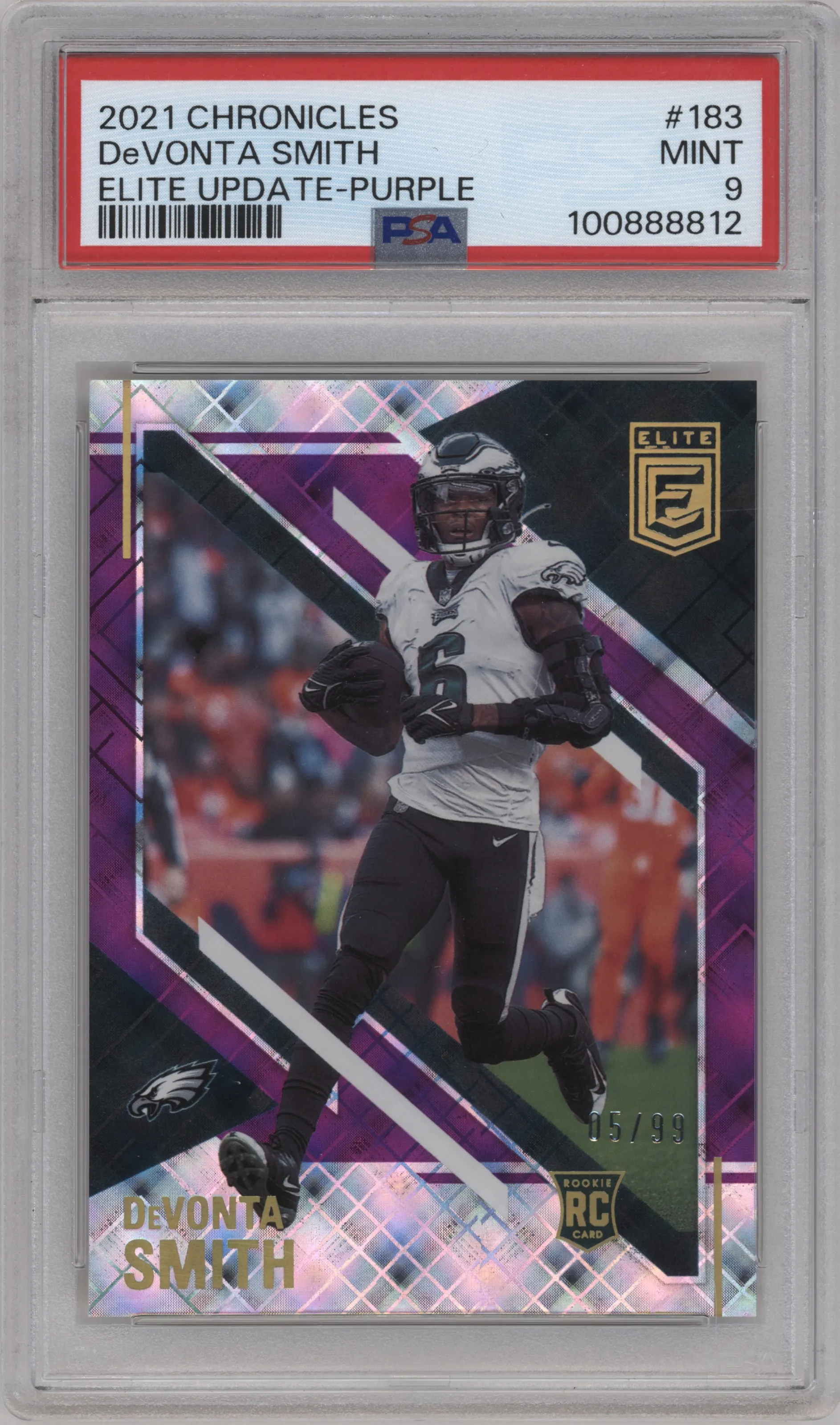 2021 Panini Chronicles Elite Update Devonta Smith Purple PSA 9