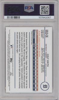 Colt Keith from the 2024 Topps Gilded Collection set graded by PSA and given an overall grade of 10.