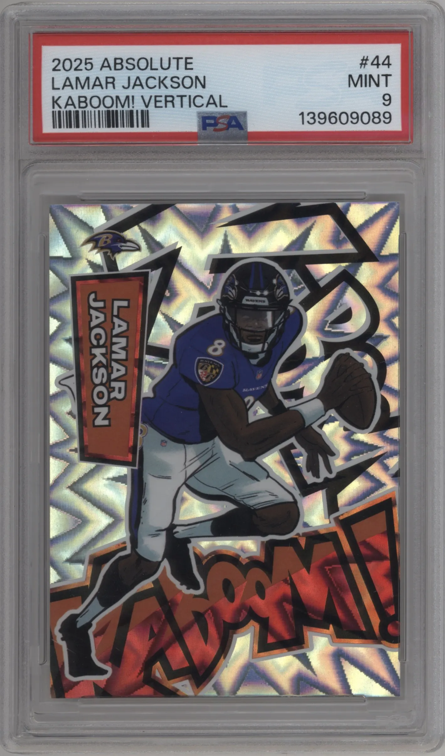 2025 Panini Absolute Kaboom! Vertical Lamar Jackson #44 PSA 9