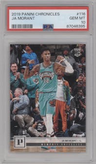 Ja Morant from the 2019-20 Panini Chronicles  set graded by PSA and given an overall grade of 10.