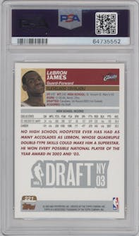 LeBron James from the 2003-04 Topps set graded by PSA and given an overall grade of 10.