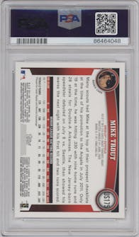 Mike Trout  from the 2011 Topps Update set graded by PSA and given an overall grade of 9.
