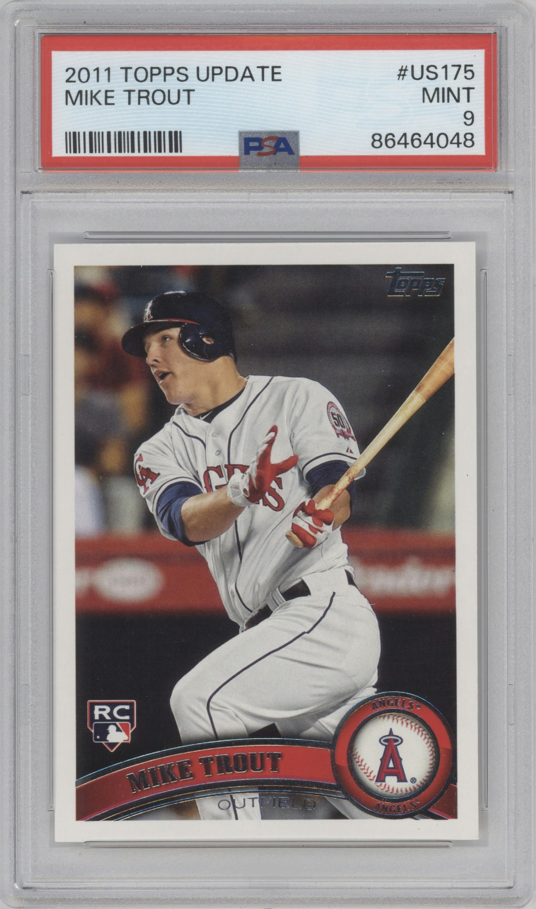 Mike Trout  from the 2011 Topps Update set graded by PSA and given an overall grade of 9.