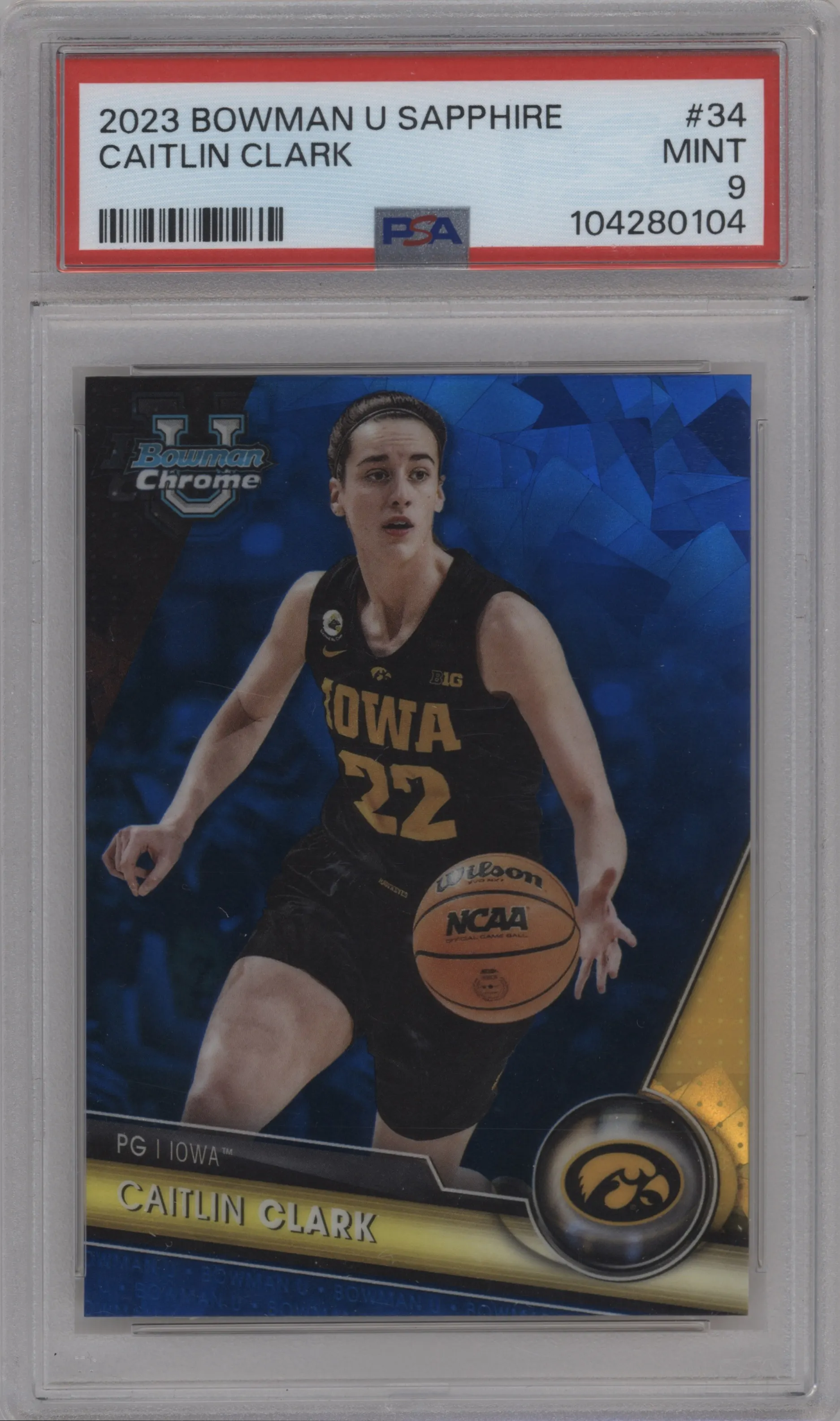 2023 Bowman U Chrome Sapphire Caitlin Clark #34 PSA 9