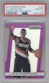 C.J. McCollum from the 2013-14 Panini Prizm set featuring a Die-Cut Purple parallel graded by PSA and given an overall grade of 10.