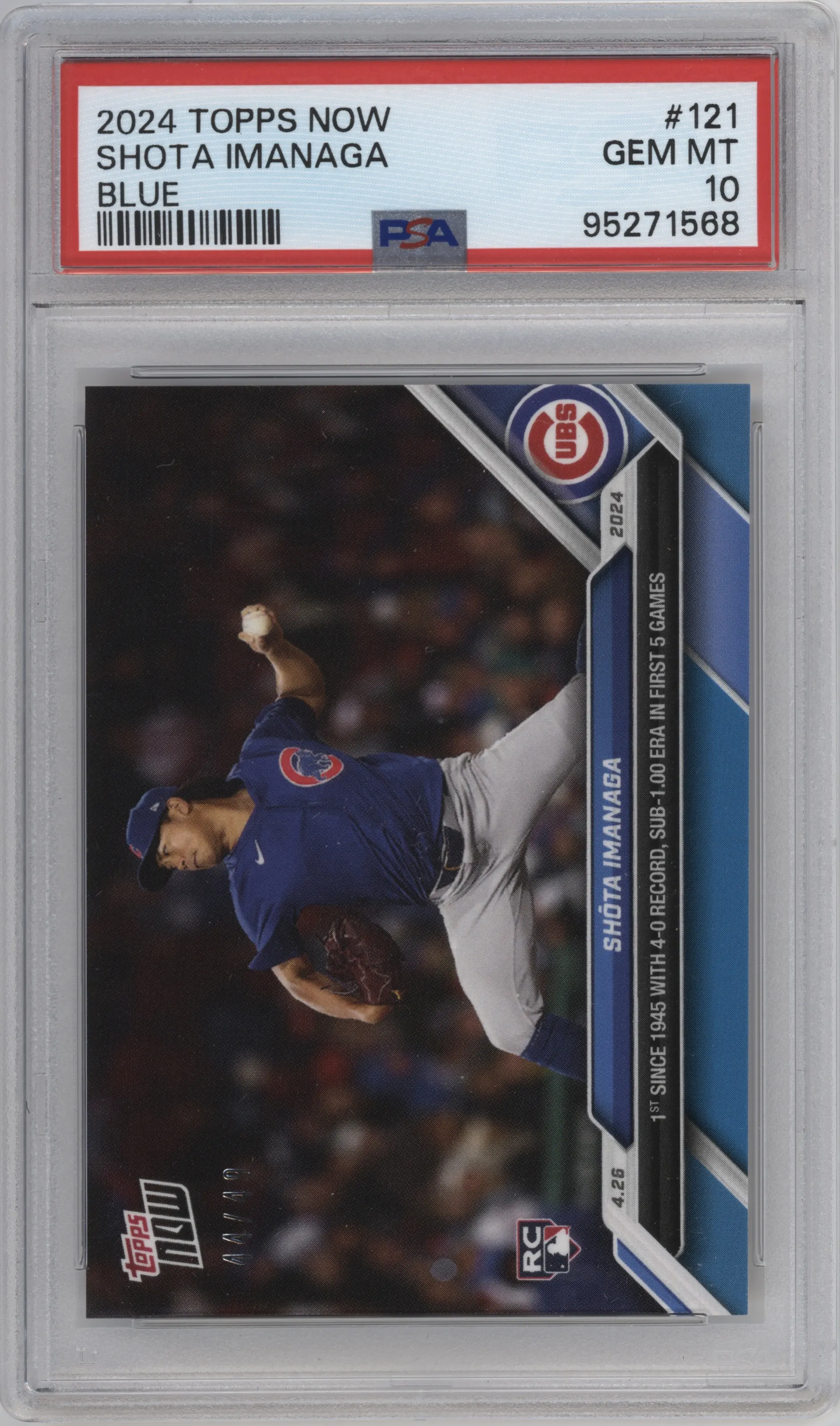 2024 Topps Now Shota Imanaga Blue #121 PSA 10