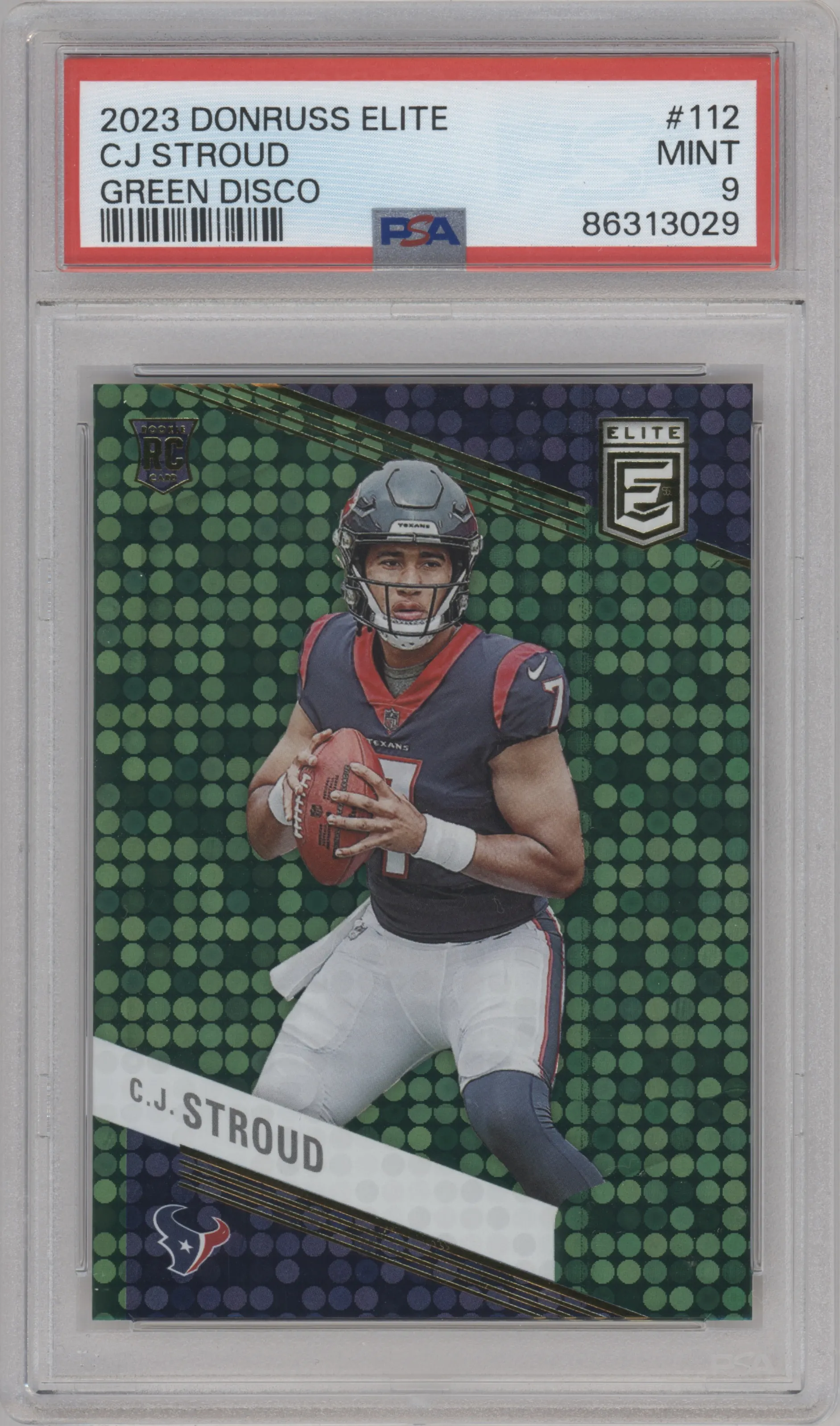 2023 Panini Donruss Elite C.J. Stroud Green Disco #112 PSA 9