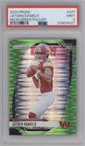 Jayden Daniels from the 2024 Panini Prizm set featuring a Neon Green Pulsar  parallel graded by PSA and given an overall grade of 9.