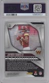 Jayden Daniels from the 2024 Panini Prizm set featuring a Neon Green Pulsar  parallel graded by PSA and given an overall grade of 9.