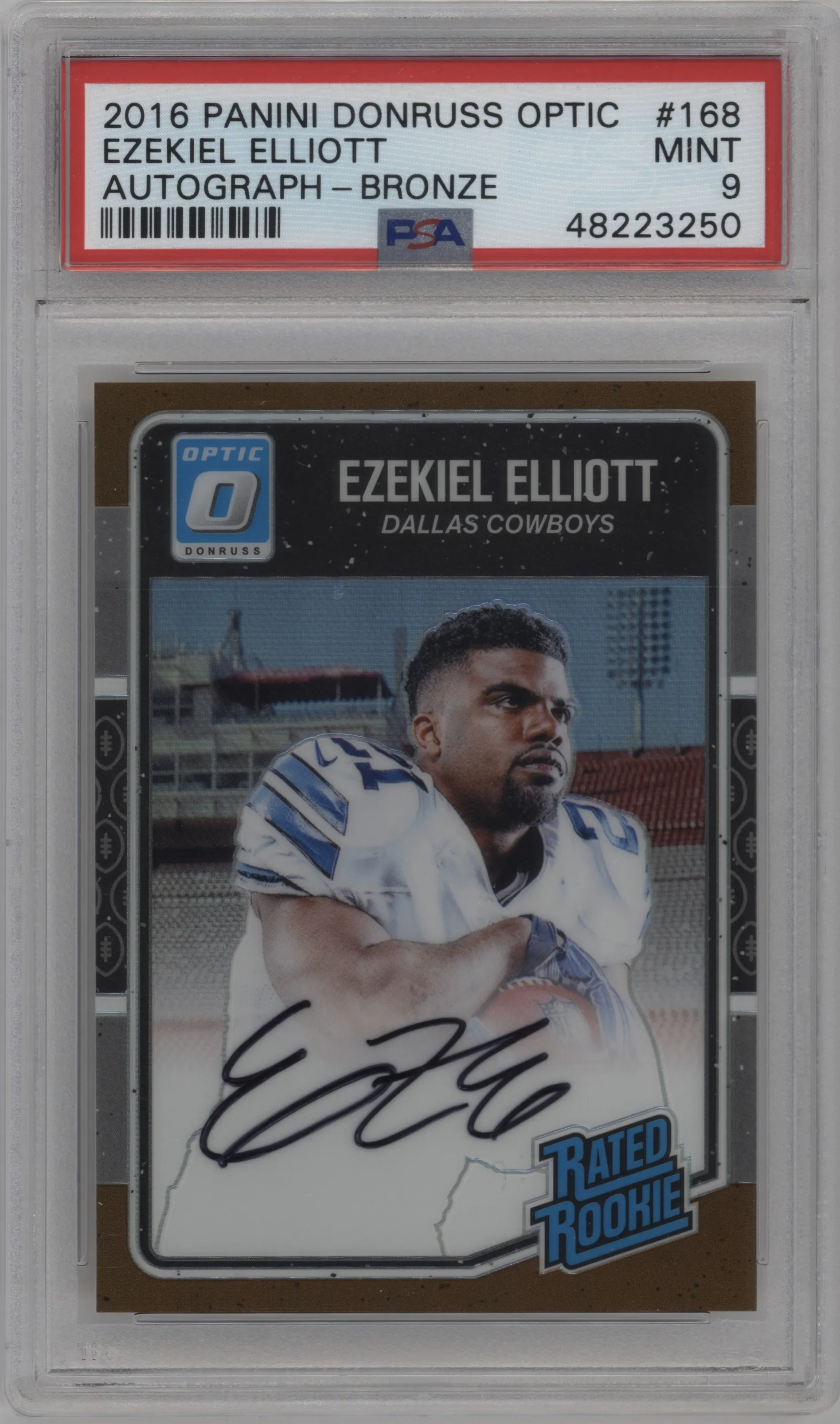 2016 Panini Donruss Optic Rtd.Rke.Auto Ezekiel Elliott Bronze #168 PSA 9