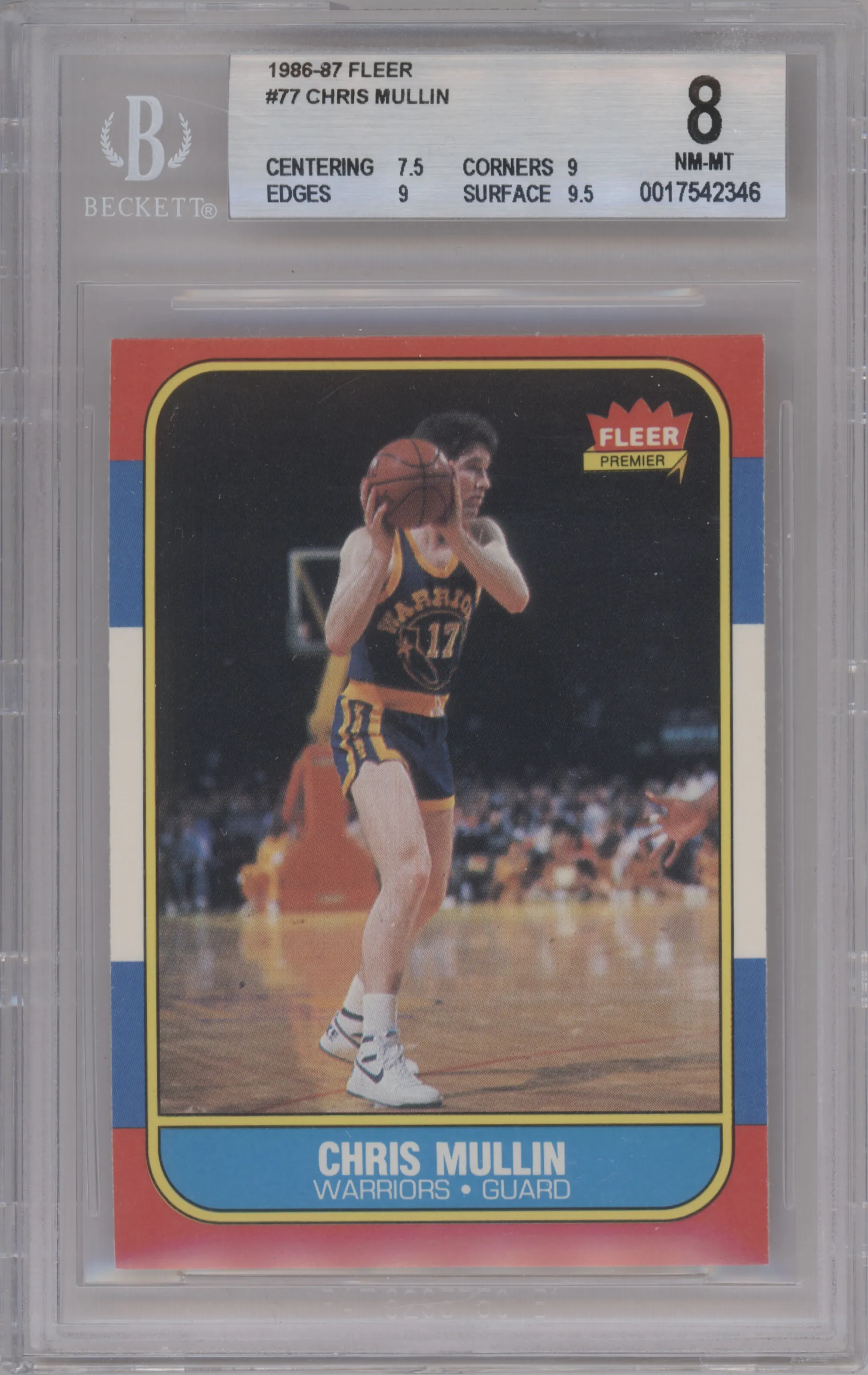 1986 Fleer Chris Mullin BGS 8