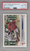 Bryce Harper from the 2022 Topps Opening Day set graded by PSA and given an overall grade of 8.
