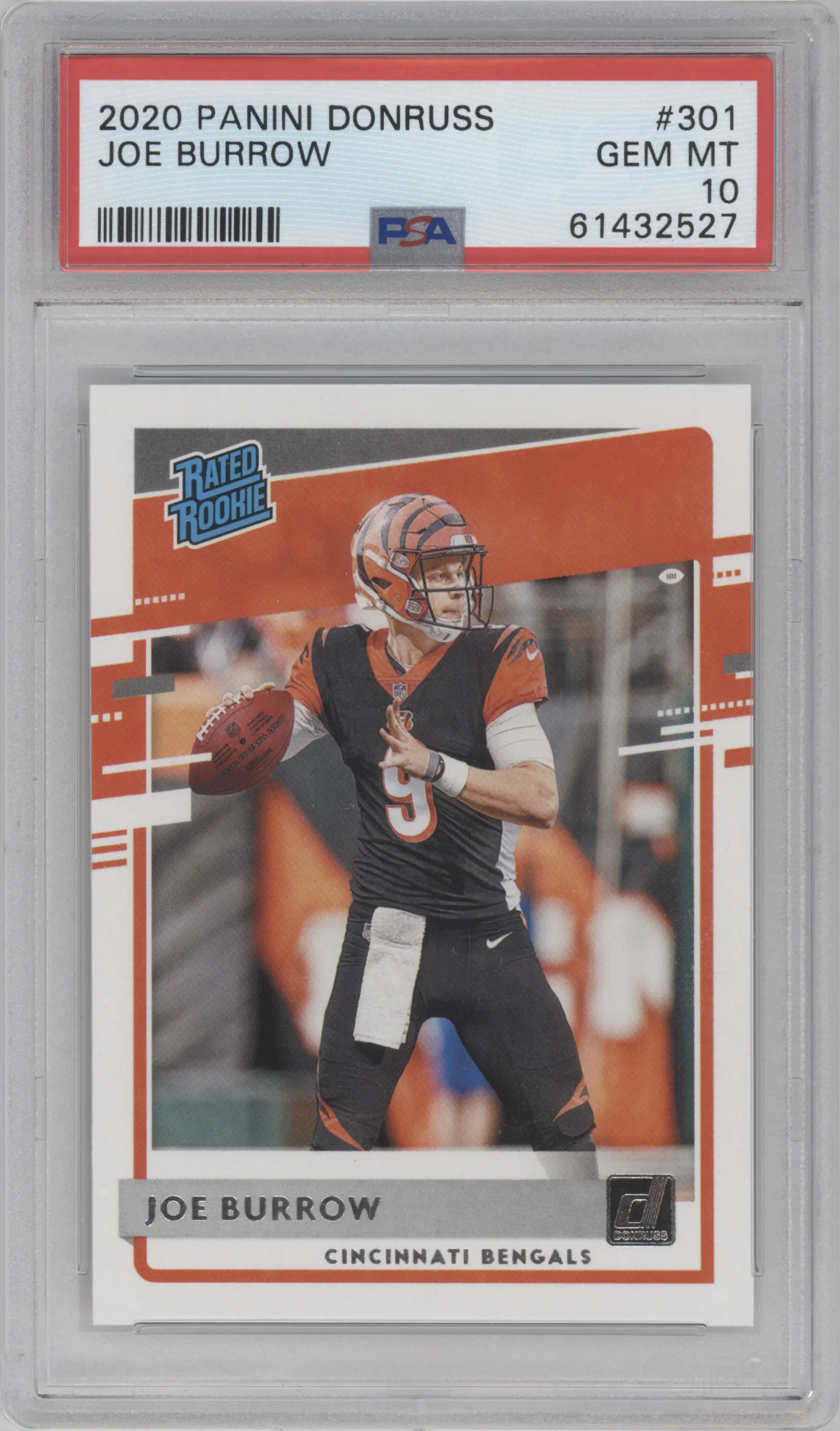 2020 Panini Donruss Rated Rookie Joe Burrow PSA 10