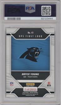 Bryce Young from the 2023 Panini Instant NFLPA Rookie Premiere set graded by PSA and given an overall grade of 10.