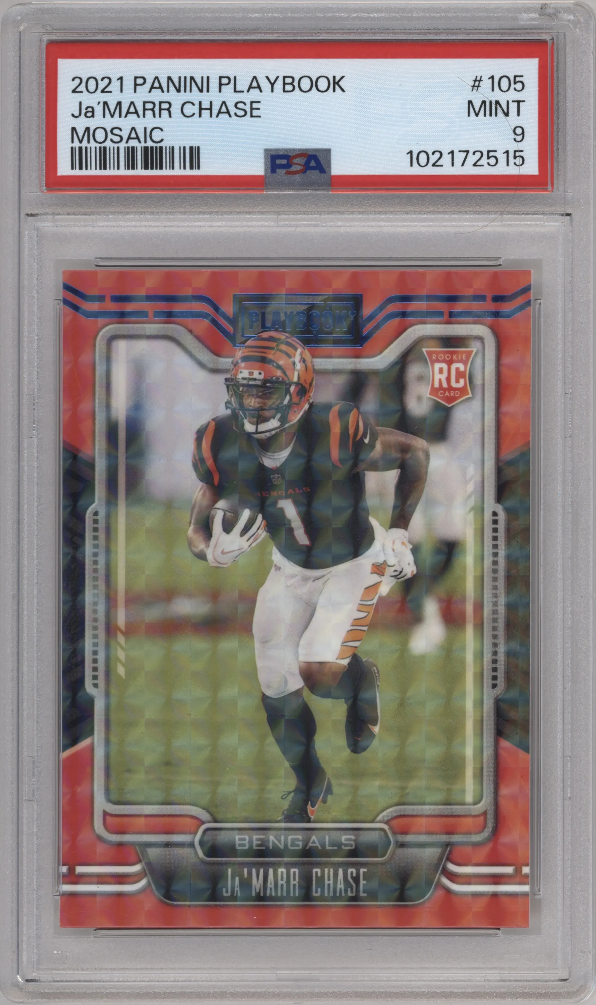2021 Panini Playbook Ja'Marr Chase Mosaic #105 PSA 9