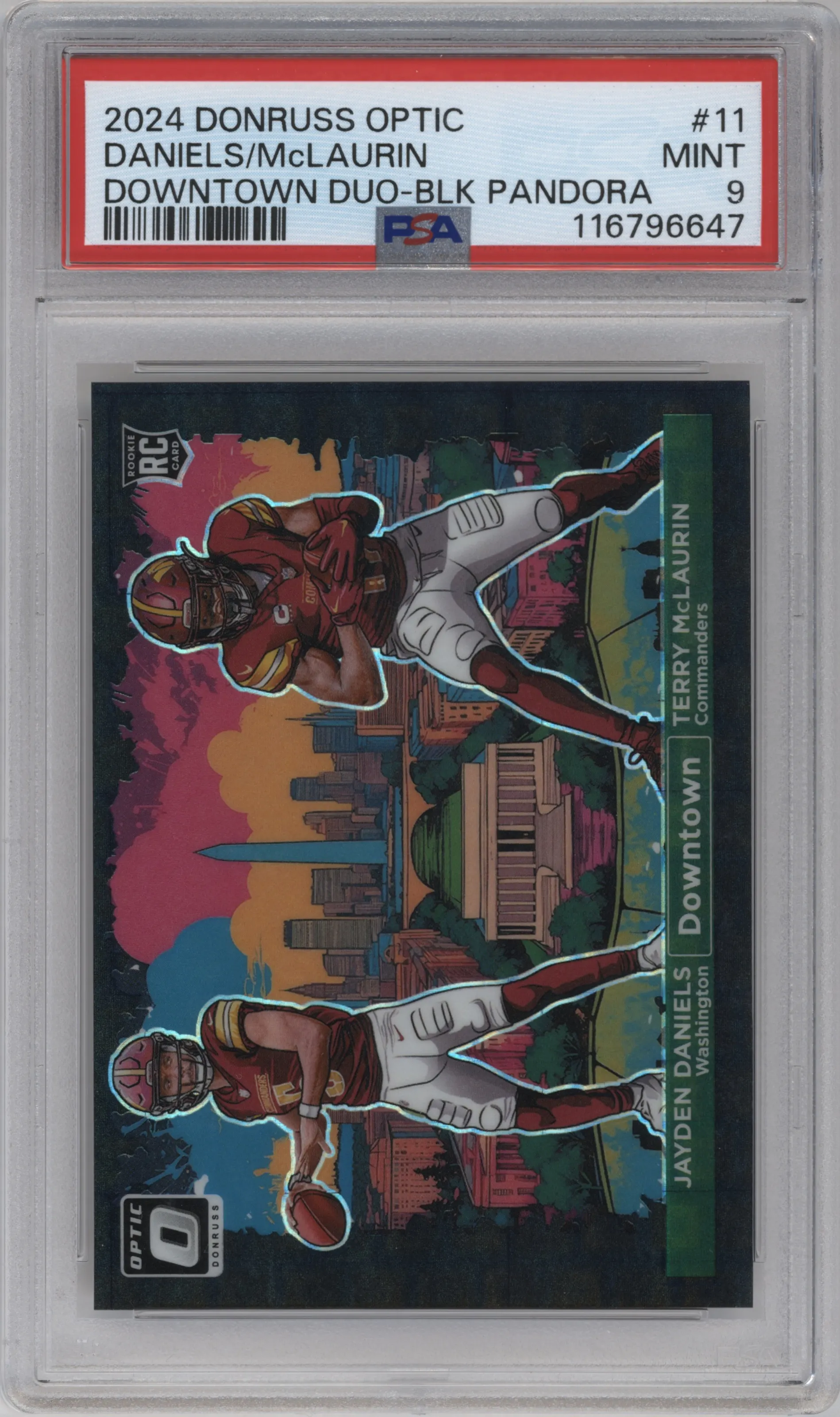 2024 Donruss Optic Downtown Duos Jayden Daniels/Terry McLaurin Black Pandora #11 PSA 9